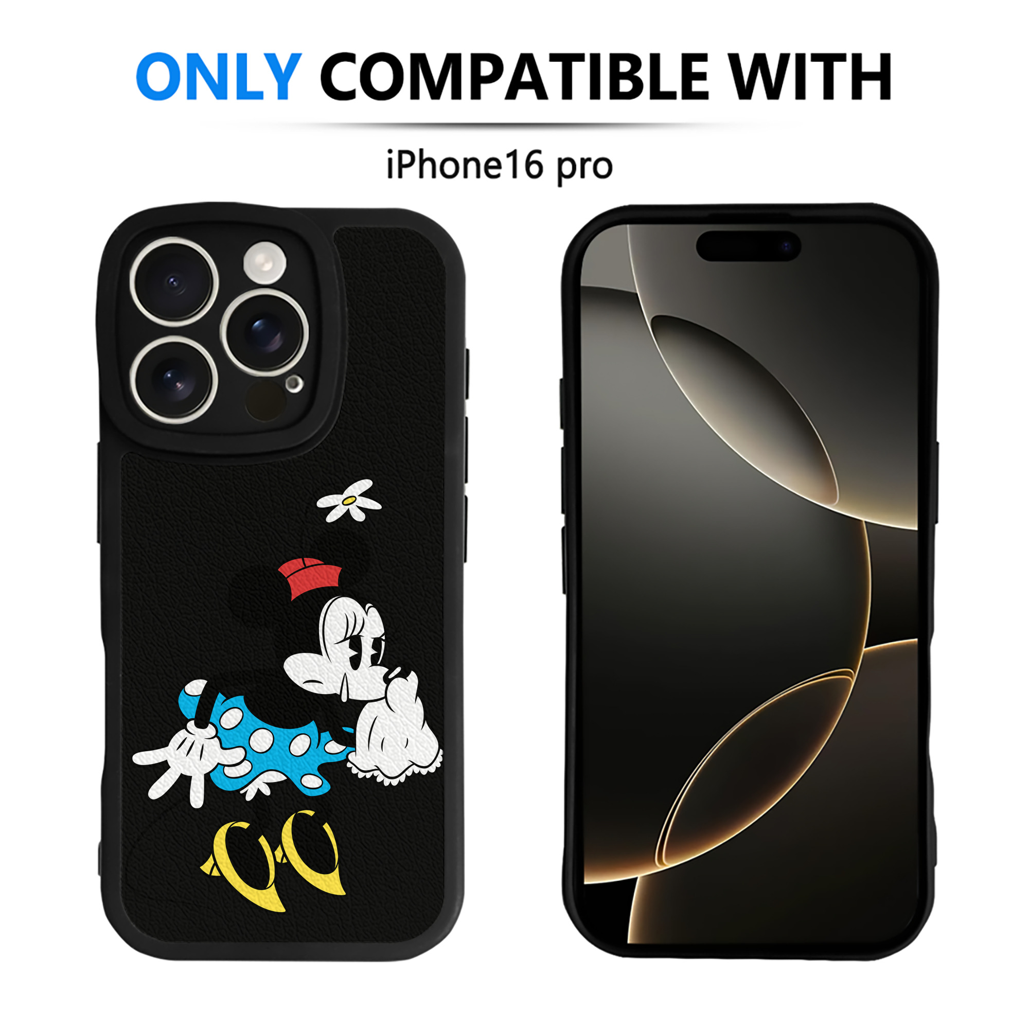 （画像用） ミッキーマウス Mickey Mouse 【iPhone 16シリーズ対応】シリコンスマホケース（レザー調） 材質：シリコン